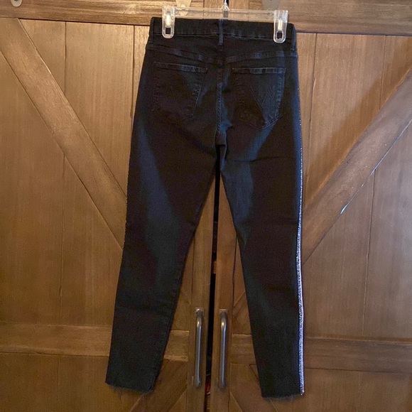 MOTHER High Waisted Looker Ankle Fray in Guilty Glitter Racer - Picture 3 of 5